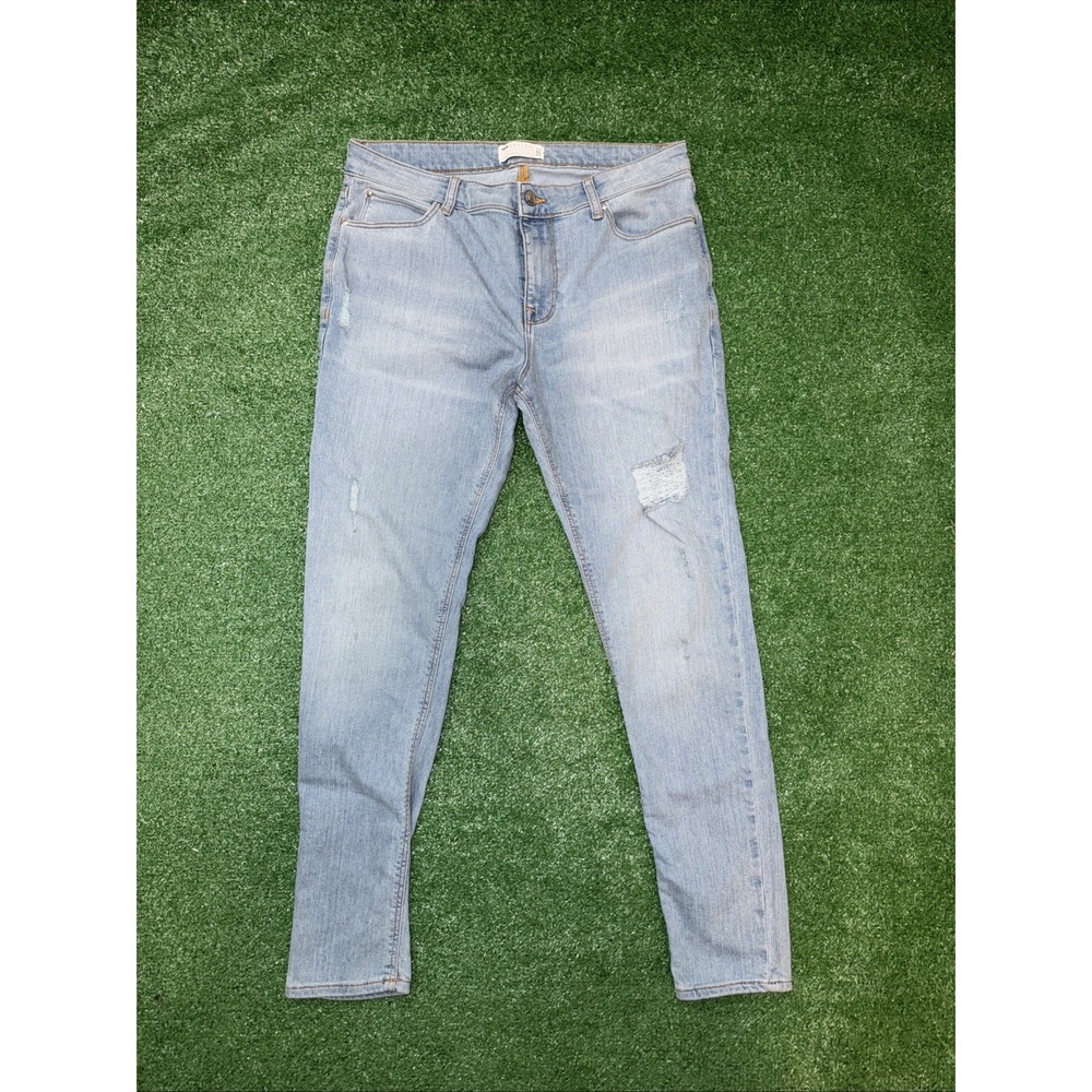 Asos Design Blue Men's Skinny Jeans 5 Pocket Size‎ 34X32 Zip & Button